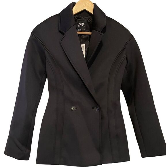 NEW ZARA NEOPRENE EFFECT BLAZER NWT - Picture 5 of 8